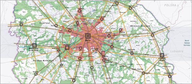 Festlegungskarte Landesentwicklungsplan Hauptstadtregion Berlin-Brandenburg; Kartengrundlage: Bundesamt für Kartographie und Geodäsie, Frankfurt am Main