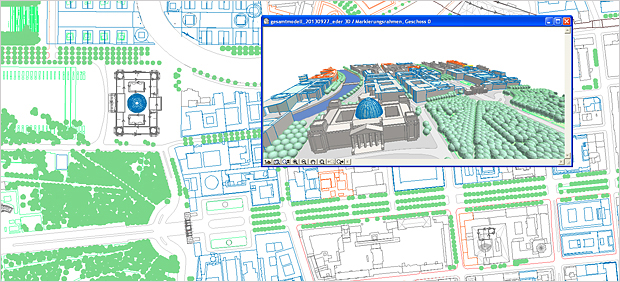 Ausschnitt aus dem digitalen 3D-Modell der Berliner Innenstad